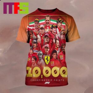 Congratulations To Scuderia Ferrari The First F1 Team To Reach 10000 Championship Points All Over Print Shirt