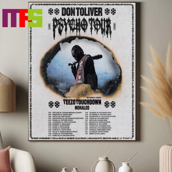 Don Toliver Psycho Tour 2024 Starting On October 10th Wiith 25 Shows Across North America Schedule Home Decor Poster Canvas