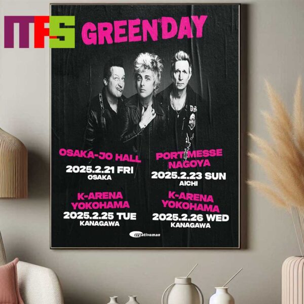 Green Day Japan Tour 2025 Osaka Nagoya And Yokohama On February 2025 Home Decor Poster Canvas