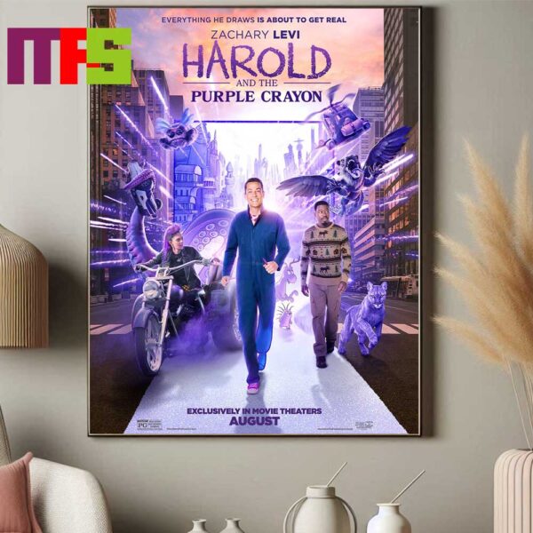 Harold And The Purple Crayon 2024 In Movie Theaters On August 2nd Everything He Draws Is About To Get Real Home Decor Poster Canvas