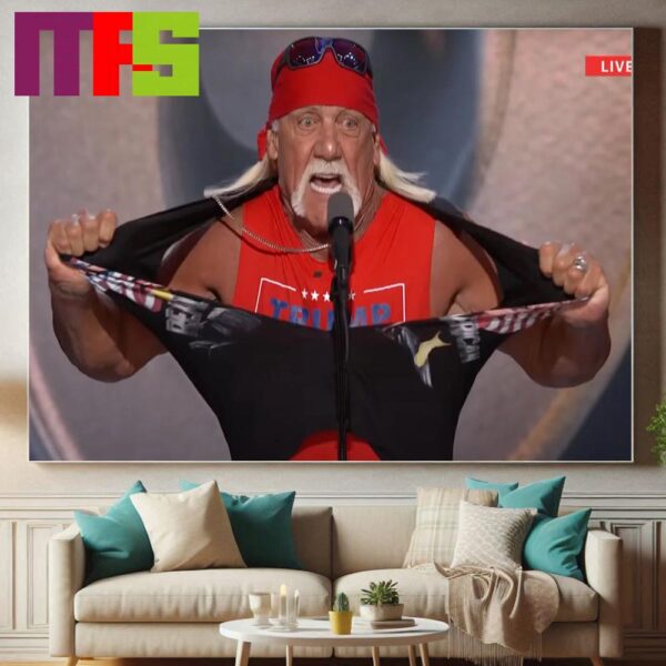 Hulk Hogan Rips Off Shirt Says Trump Supporters Ready To Run Wild Trump Vance 2024 Make America Great Again Poster Canvas