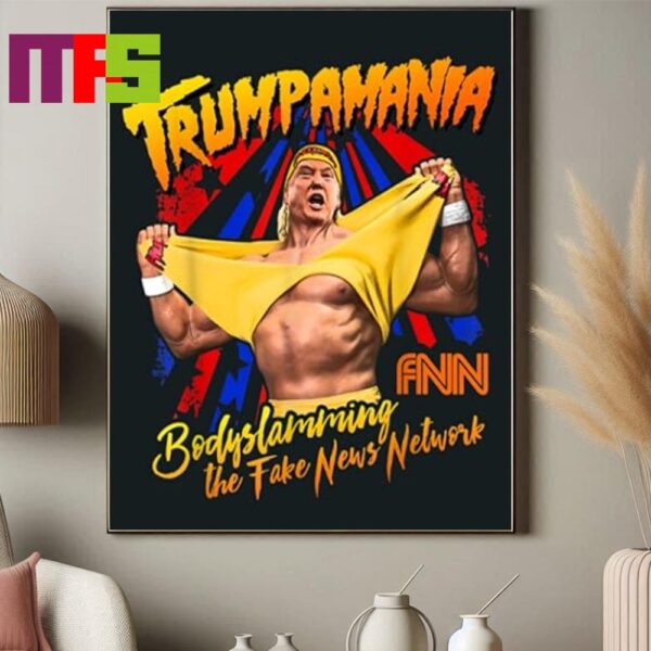 Hulk Hogan x Trump Wrestling Meme Fake News Trumpamania Body Slamming FNN Poster Canvas