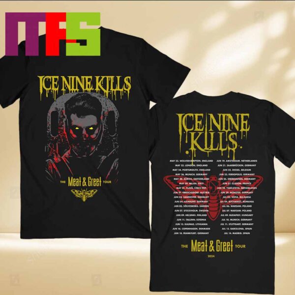 Ice Nine Kills Meat & Greet Tour 2024 England Germany France Italy Spain Poland Two Sided T-Shirt