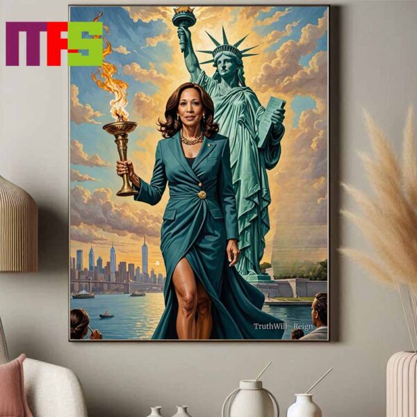 Kamala Harris For President 2024 Madam President Goddess Of Freedom Home Decor Poster Canvas