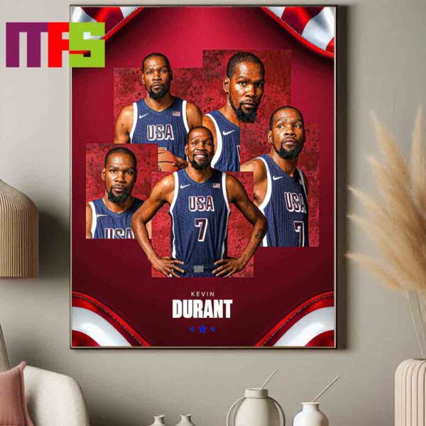 Kevin Durrant USA Team Basketball Paris Olympics 2024 USABMNT Home Decor Poster Canvas