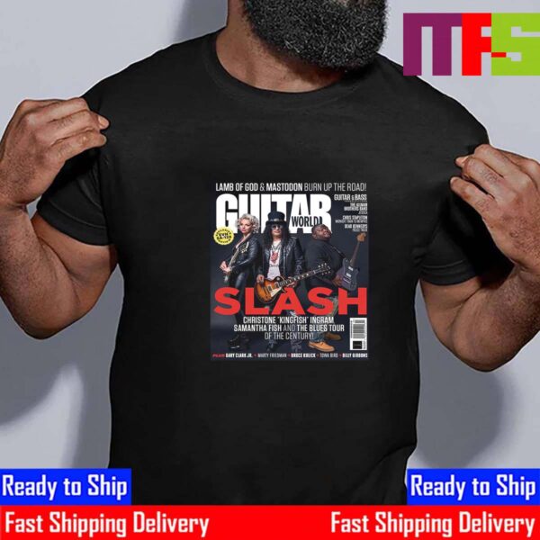 Lamb Of God And Mastodon Burn Up The Road Slash On Cover Guitar World September 2024 Vintage T-Shirt