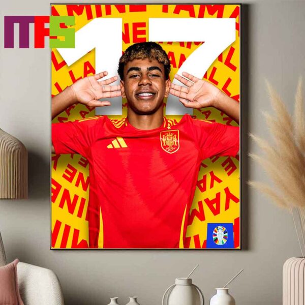 Lamine Yamal Is The Youngest Player Ever To Feature In A Euro Final At 17 Years Home Decor Poster Canvas