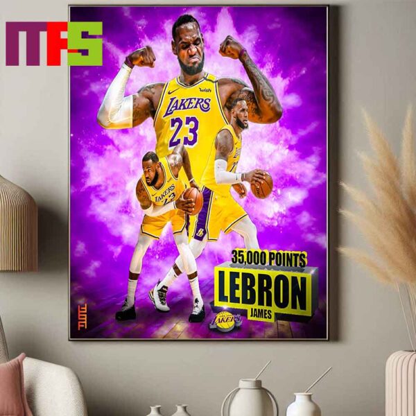 LeBron James Los Angeles Lakers Makes NBA History Passing 35000 Points Home Decor Poster Canvas