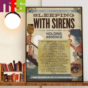 Let’s Cheers To This Tour 2024 Sleeping With Sirens With Special Guests Holding Absence Decor Wall Art Poster Canvas