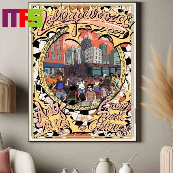 Lollapalooza Festival 2024 From August 1st-4th At Grant Park In Chicago Signed And Numbered Poster Home Decor Canvas