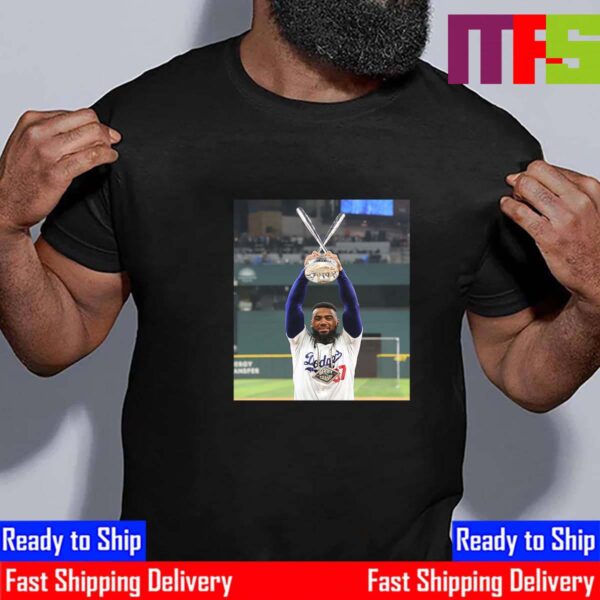 Los Angeles Dodgers Teoscar Hernandez With The 2024 MLB Home Run Derby Trophy And Chain Essential T-Shirt