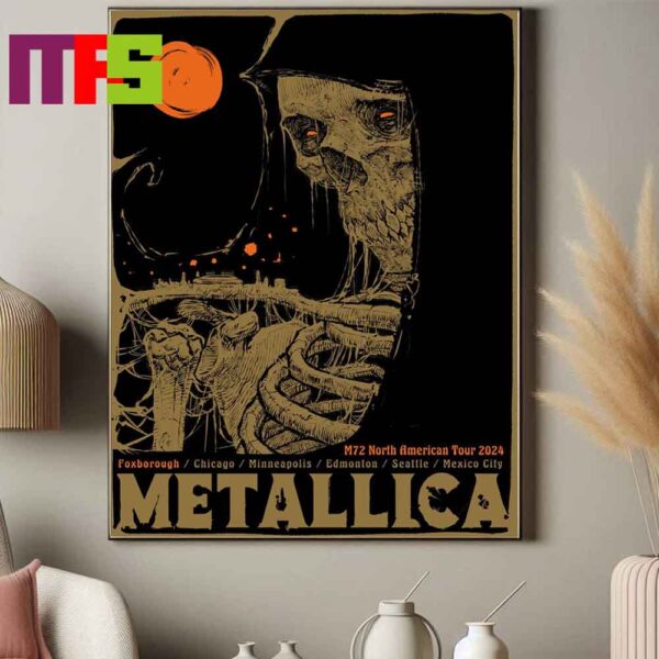 Metallica At Foxborough Massachusetts M72 World Tour 2024 North America Tour Home Decor Poster Canvas