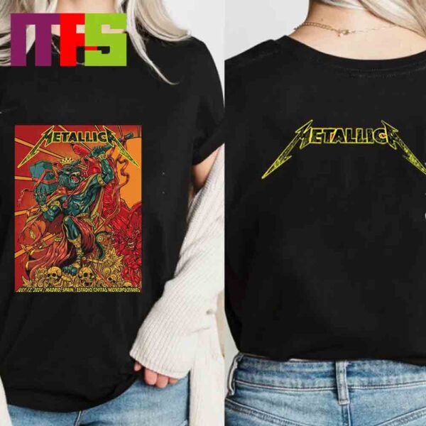 Metallica M72 World Tour 2024 In Madrid Spain M72 Madrid On July 12th And 14th Final 2024 No Repeat Weekend Two Sided Unisex T-Shirt