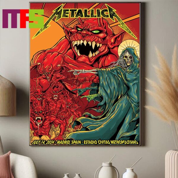 Metallica Tonight In Madrid Spain 2024 M72 World Tour On July 14th M72 Madrid Estadio Civitas Metropolitano Home Decor Poster Canvas