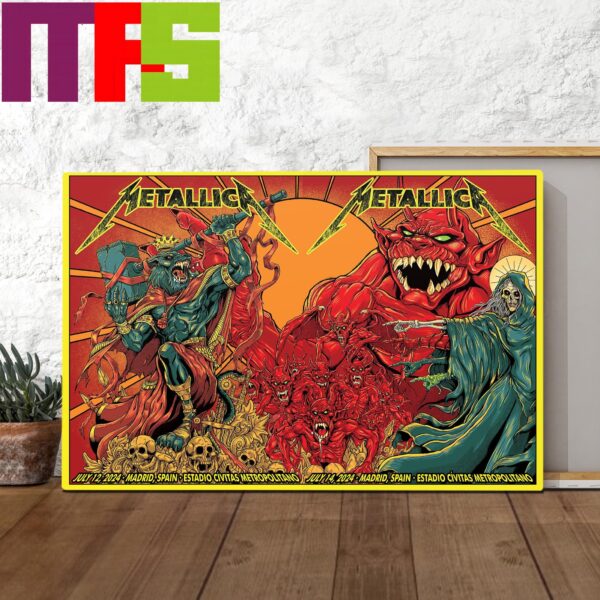 Metallica Two Days World Tour M72 Madrid Final No Repeat Weekend In Europe At Estadio Civitas Metropolitano Madrid Spain July 12nd-14th 2024 Wall Decor Poster Canvas