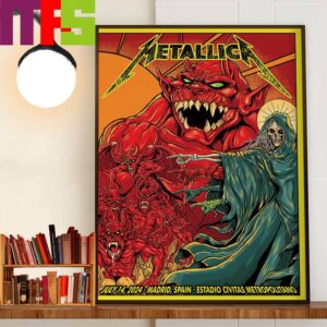 Metallica World Tour M72 Madrid Last Gig In Europe At Estadio Civitas Metropolitano Madrid Spain July 14th 2024 Decor Wall Art Poster Canvas