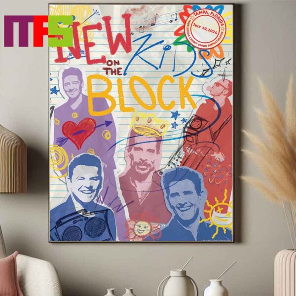 New Kids On The Block Midflorida Credit Union Amphitheatre At Tampa FL Show 2024 On July 19th Limited Edition Home Decor Poster Canvas