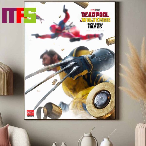 New Poster Deadpool And Wolverine 2024 Marvel Studios Only In Cinemas On July 25th Star Hugh Jackman And Ryan Reynolds Home Decor Poster Canvas