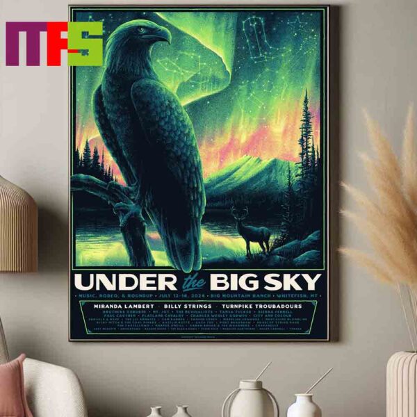 Offical Poster Under The Big Sky Fest 2024 Big Moutain Ranch Whitefish Montana On July 12th-14th Home Decor Poster Canvas