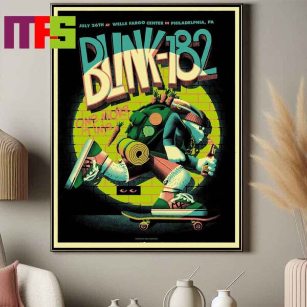 Official Blink-182 One More Time Tour 2024 At Wells Fargo Center In Philadelphia PA On July 26th Home Decor Poster Canvas