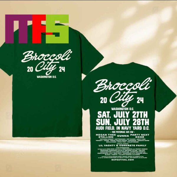 Official Broccoli City Festival 2024 Merch At Audi Field In Washington DC From July 27 28th BC 24 Vintage Two Sided T Shirt