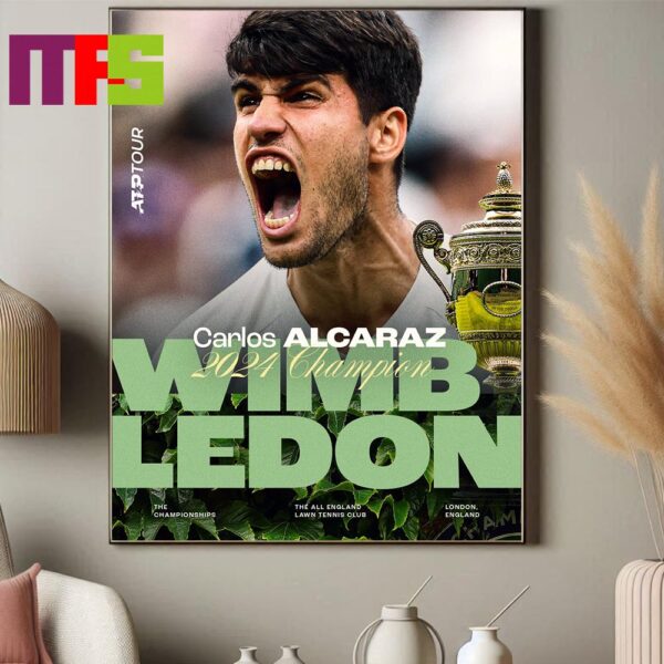 Official Carlos Alcaraz Is The 2024 Gentlemen Singles Champion Wimbledon ATP Tour London England Home Decor Poster Canvas