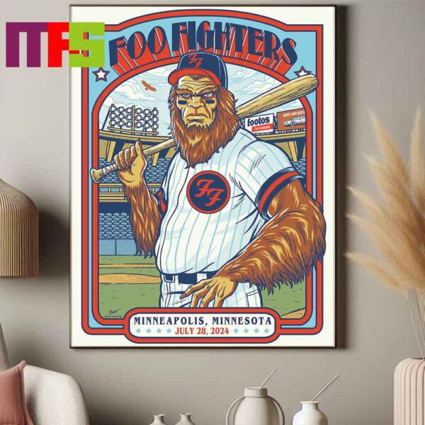 Official Foo Fighters Tour 2024 At Minneapolis Target Field Minneapolis Minnesota On July 28th Home Decor Poster Canvas