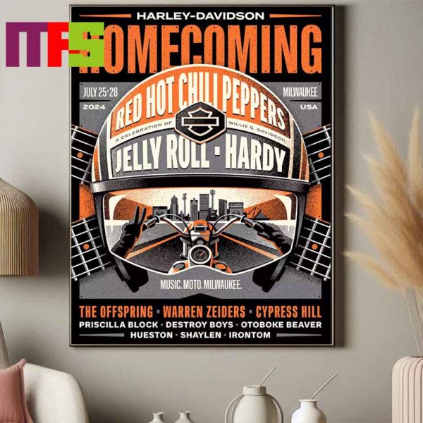 Official Harley Davidson Homecoming Festival 2024 Milwaukee Music And Motorcycles From July 25-28th Home Decor Poster Canvas