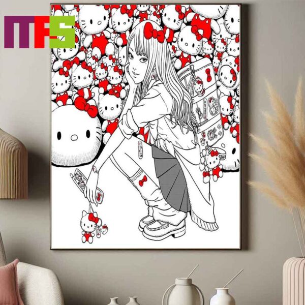 Official Junji Ito Tomie x Sanrio Hello Kitty New Collaboration Visual 2024 Home Decor Poster Canvas