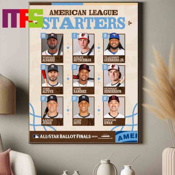 Official MLB The All Star Ballot Finals 2024 American League Starters Home Decor Poster Canvas