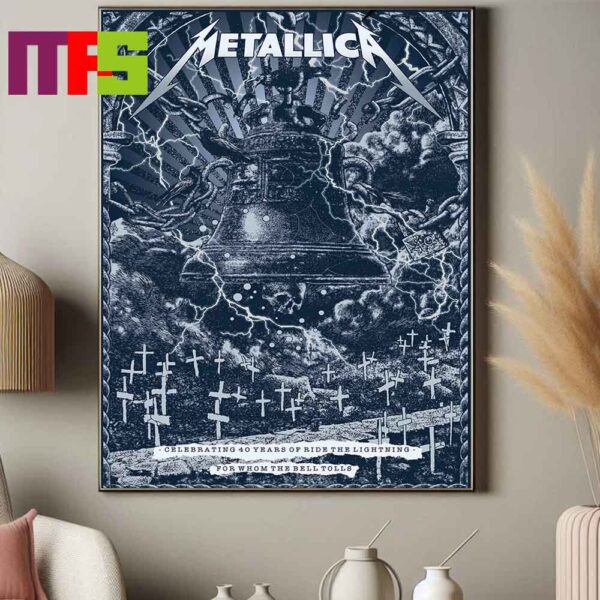 Official Metallica Celebrating 40 Years Of Ride The Lighting For Whom The Bell Tolls Limited Edition Poster Canvas