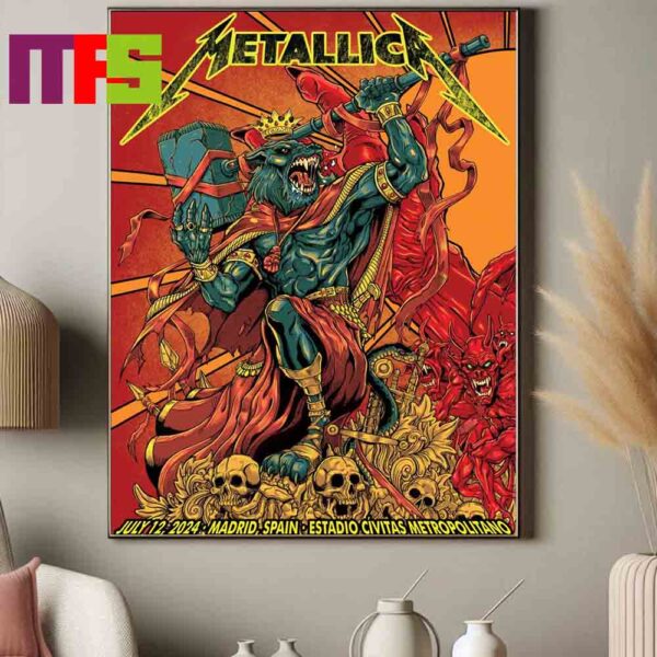 Official Metallica M72 World Tour 2024 In Madrid Spain M72 Madrid On July 12th And 14th Final 2024 No Repeat Weekend Home Decor Poster Canvas