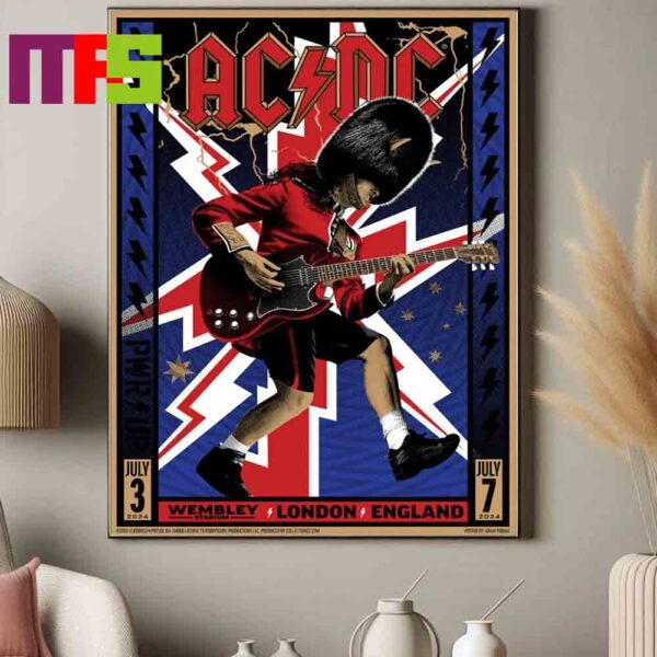 Official Poster ACDC 2024 London At Wembley Stadium Power Up Tour Power Up London Power Up Euro 2024 Home Decor Poster Canvas