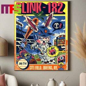 Official Poster Blink-182 At Citi Field Queens New York City One More Time Tour On July 21st 2024 Home Decor Poster Canvas