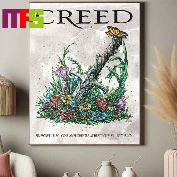 Official Poster Creed Tour In Simpsonville SC On Jul 23rd 2024 Home Decor Poster Canvas