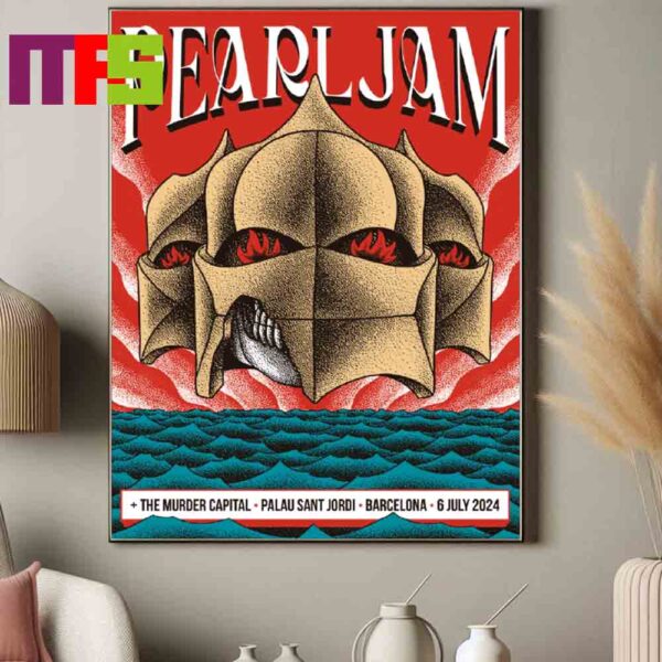 Official Poster Pearl Jam In Palau Sant Jordi Barcelona The Murder Capital 2024 On July 6th Home Decor Poster Canvas