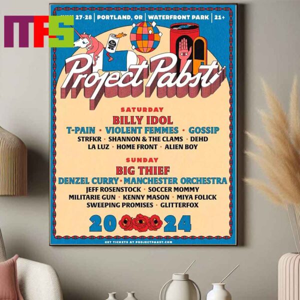 Official Project Pabst Festival 2024 At Waterfront Park in Portland Oregon On July 27 28th Home Decor Poster Canvas