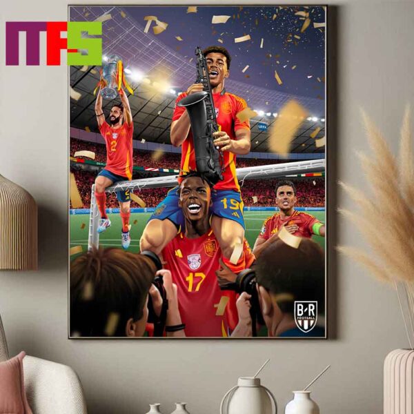 Official Spain Are UEFA Euro Champions 2024 Beat England To Be Wins Euro Champions Campeons Vamos Espana Home Decor Poster Canvas