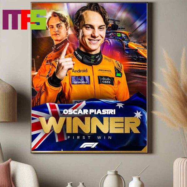 Oscar Piastri McLaren F1 Team  Winner Hungarian GP 2024 His First Win Home Decor Poster Canvas