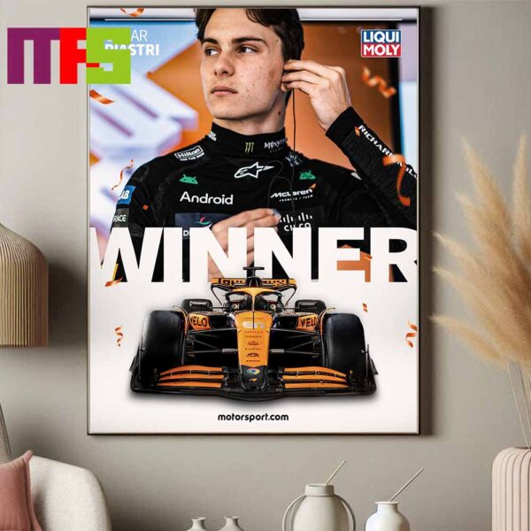 Oscar Piastri McLaren F1 Team  Winner Hungarian GP 2024 Wins His First Grand Prix Home Decor Poster Canvas