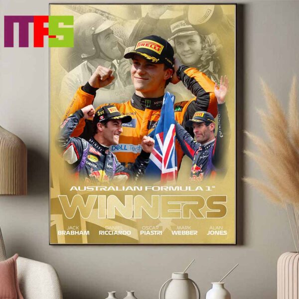 Oscar Piastri McLaren F1 Team  Winner Hungarian GP 2024 Wins The Fifth Australian To Win A Formula 1 Grand Prix Home Decor Poster Canvas