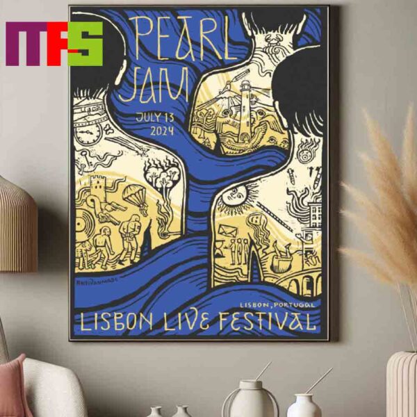 Pearl Jam At Lisbon Portugal 2024 Lisbon Live Festival Nos Alive On July 13th Home Decor Poster Canvas