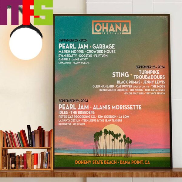 Pearl Jam At The Ohana Festival Doheny State Beach Dana Point CA September 27-29th 2024 Decor Wall Art Poster Canvas