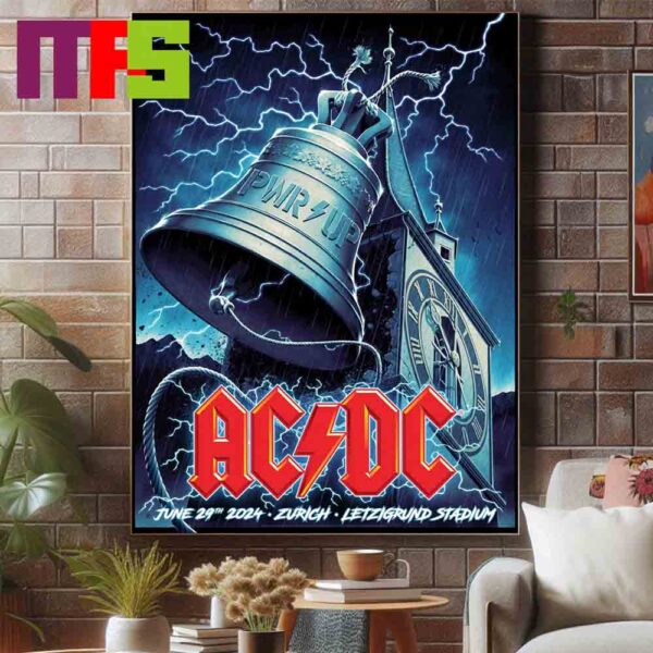 Poster ACDC Tonight Zurich Switzerland At Letzigrund Stasium On June 29th 2024 Home Decor Poster Canvas