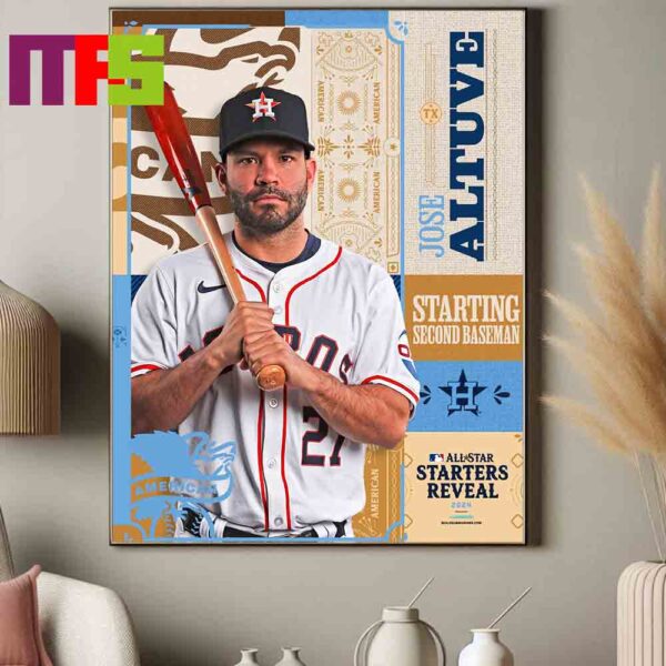 Poster Jose Altuve 2024 MLB All Star Game Stars Reveal The Starting Second Baseman For The American League Home Decor Poster Canvas