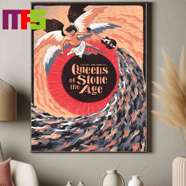 Poster Queens Of The Stone Age At Rome Italy Roma Summer Fest 2024 On July 4th QOTSA Home Decor Poster Canvas