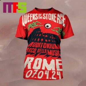 Queens Of The Stone Age At Roma Summer Fest 2024 On July 4th QOTSA RSF 2024 The End Is Nero All Over Print Shirt