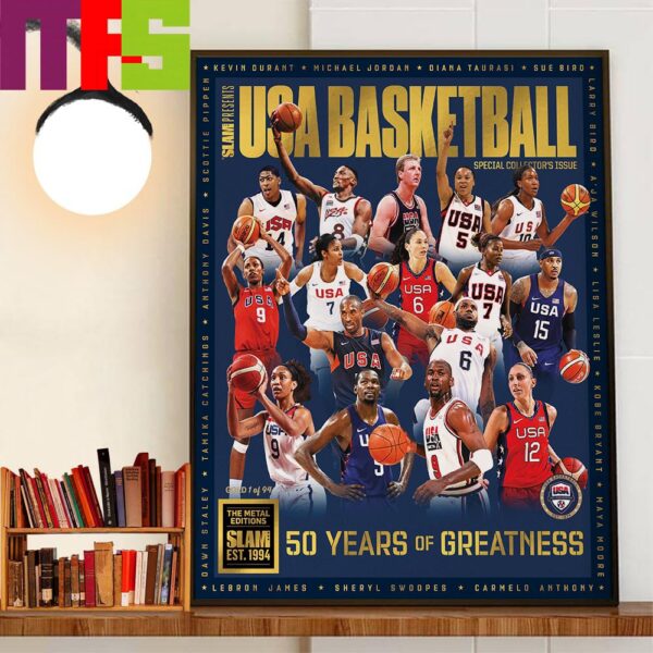 SLAM Presents The Gold Metal Editions USA Basketball Special Collector’s Issue 50 Years Of Greatness Decor Wall Art Poster Canvas