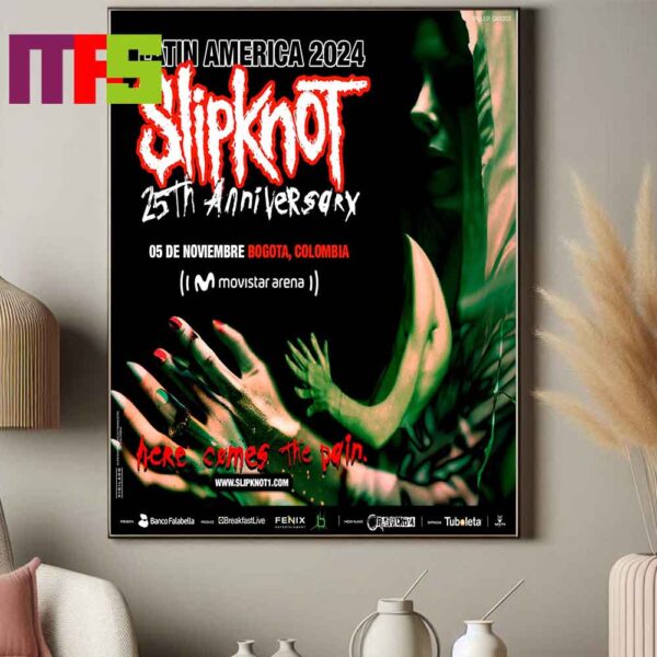 Slipknot 25th Anniversary At Bogota Colombia 2024 Latin America Movistar Arena Home Decor Poster Canvas