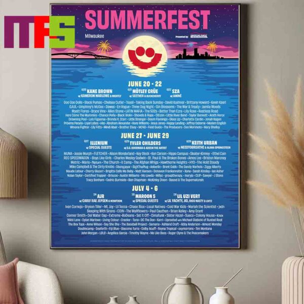 Summerfest 2024 In Downtown Milwaukee On July 4th-6th Lineup Home Decor Poster Canvas